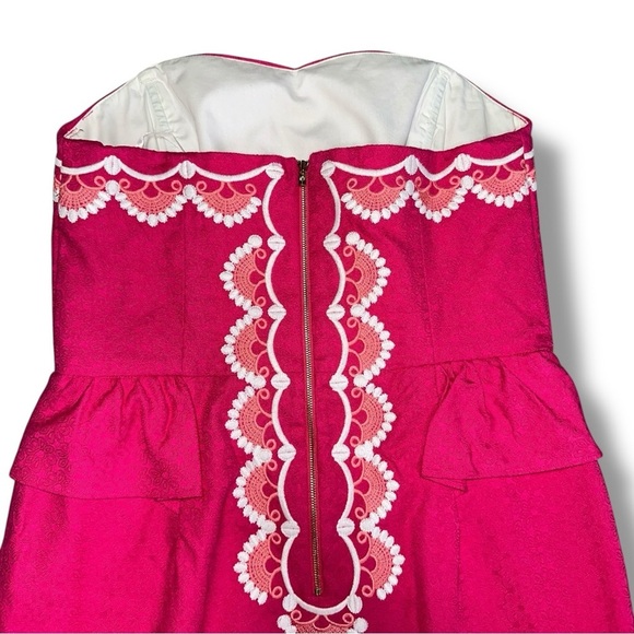Lilly Pulitzer Maybell Peplum Embroidered Dress in Azalea Pink Size 12 - Picture 9 of 16